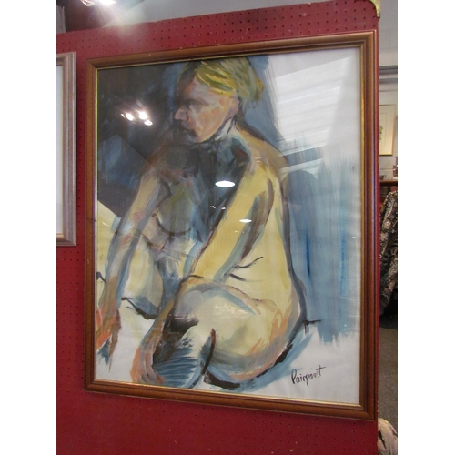 1060 - A nude painting of a female signed lower right 'Pairpoint', 74cm x 59cm image size, together with a ... 