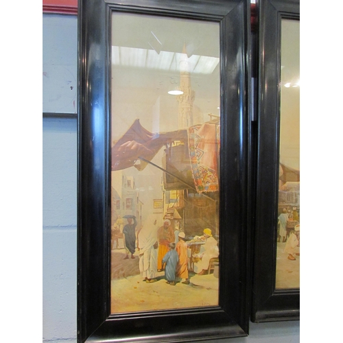 1078 - A pair of Otto Pilney Middle-Eastern scene prints, framed and glazed, 60cm x 22cm image sizes