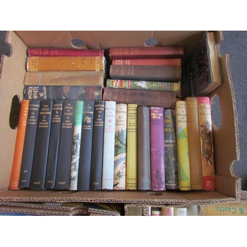 1150 - Three boxes of mixed fiction, modern 1st editions, etc., including Albert Camus, George Macdonald Fr... 