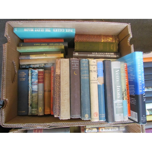 1150 - Three boxes of mixed fiction, modern 1st editions, etc., including Albert Camus, George Macdonald Fr... 