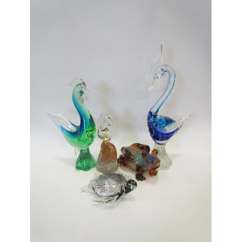 1161 - A collection of Murano glass animals to include a frog, turtle, cockerels, seahorse. Tallest 37cm (5... 