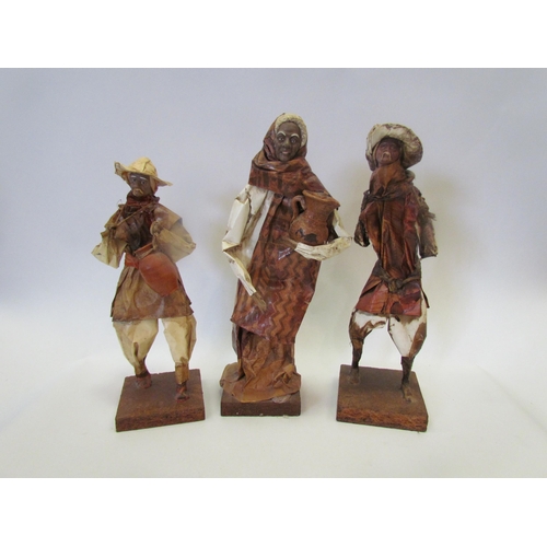 1170 - Three Mexican figures each holding a jug, tallest 34cm