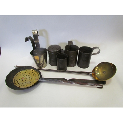 1172 - A collection of 18th/19th Century kitchen skimmers and measures