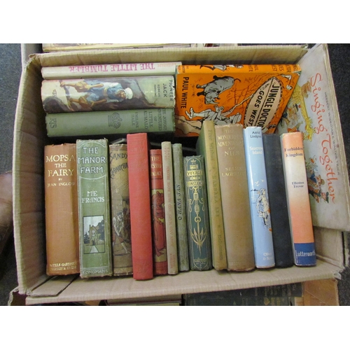 1193 - Three boxes of children's and illustrated books, including George MacDonald, Ted Hughes, Selma Lager... 