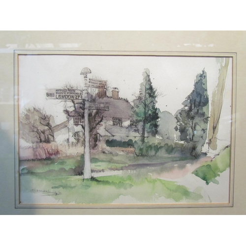 1195 - ALEXANDRA LUMLEY (British b.1958): Two watercolours depicting a church and houses, possibly Fornham ... 