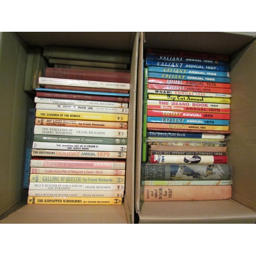 1200 - Two boxes of children's annuals and children's and illustrated books, including Valiant, Greyfriars/... 