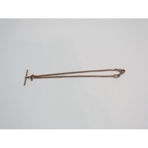 1233 - An early 20th Century 9ct gold watch chain with T-bar, 17g