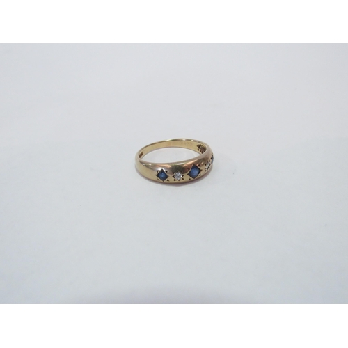 1237 - A 9ct gold sapphire and diamond ring. Size P, 2.8g   (C)