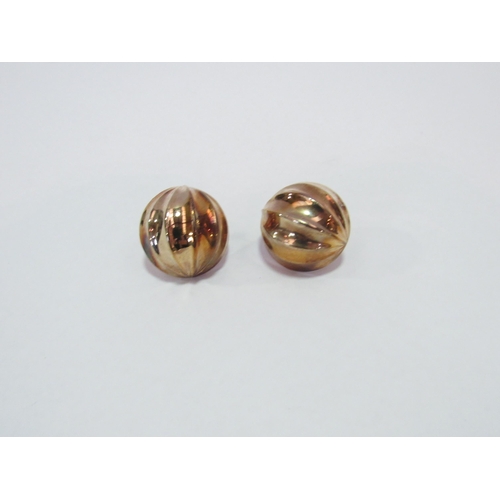 1239 - A pair of domed earrings, posts marked 9ct, altered from clip-ons, 8.6g   (C)