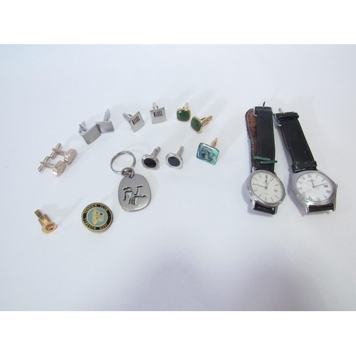 1247 - Two wristwatches and a box of various cuff links