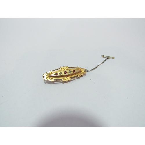 1264 - A 9ct gold bar brooch, Chester 1911, 3.5g   (C)