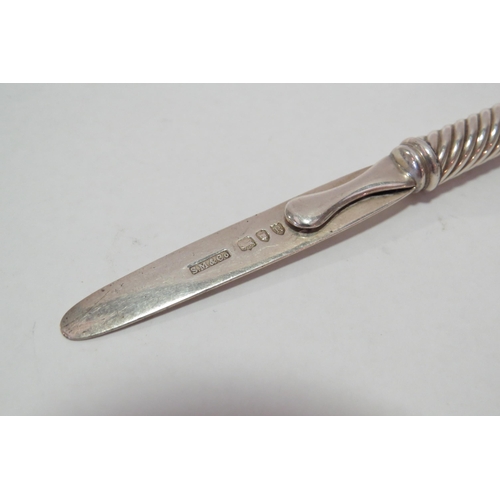 1278 - A Sampson Mordan silver bookmark with twisted design handle, London 1892