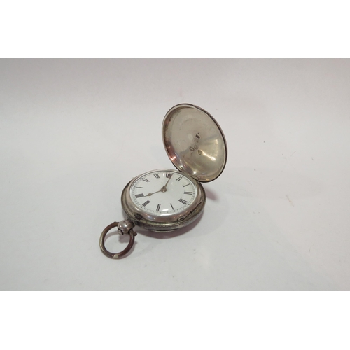 1296 - A silver full hunter pocket watch