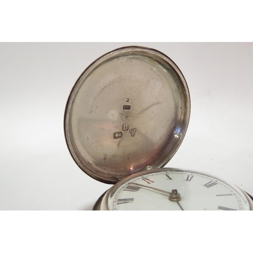 1296 - A silver full hunter pocket watch