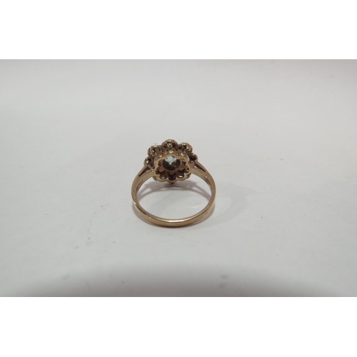 1297 - A 9ct gold zircon and pearl ring. Size L, 3.4g  (C)