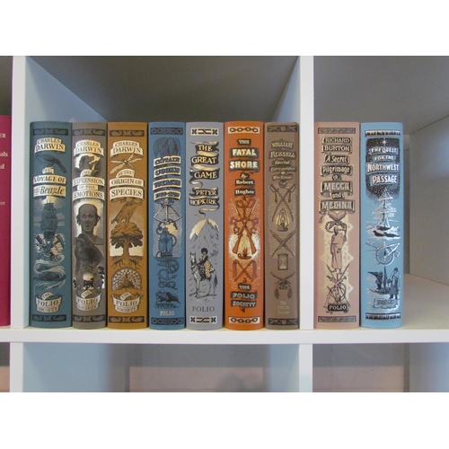 1362 - Folio Society, nine volumes on famous voyages and discoveries, travel and exploration, including Cha... 