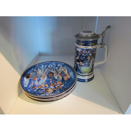 1383 - Four commemorative collectors plates and a stein celebrating Chelsea Football Club Centenary etc to ... 