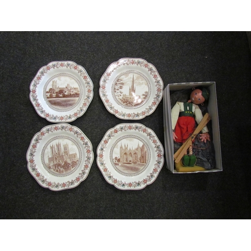 1384 - A Cauldon china part tea set retailed by Mortlock's of Oxford Street, together with LNER Cathedral p... 