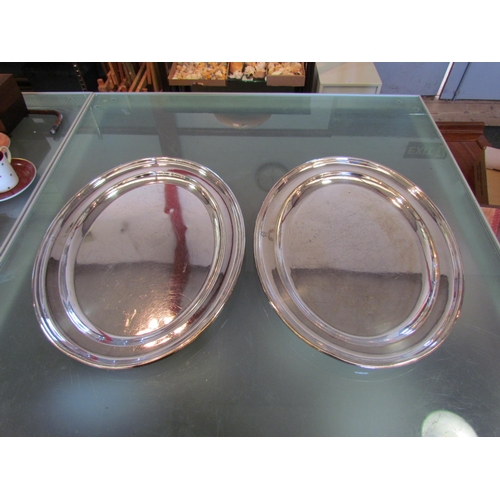 1445 - Two Mappin & Webb silver plated oval serving dishes embossed with initials for 