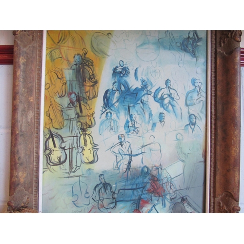 1018 - After Raoul Dufy modern copy of musicians, gilt framed, 58cm x 48cm image size