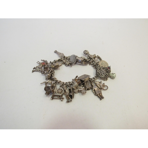 1320 - A silver charm bracelet hung with various charms