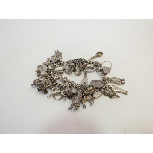 1320 - A silver charm bracelet hung with various charms