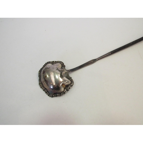 1321A - A white metal and horn whisky toddy ladle