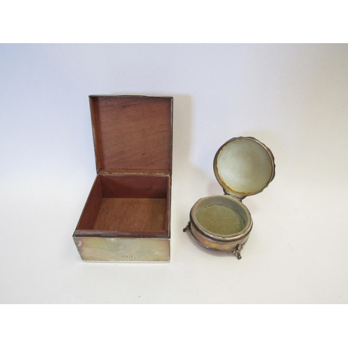 1324A - A silver cigarette box of plain form together with a footed bijouterie box with pie crust top (2)