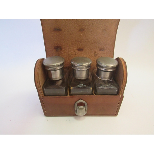 1326 - Leather cased spirit flasks