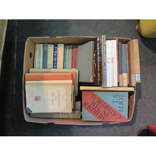 1451 - Three boxes of assorted literature, poetry, theatre related books, etc., including T.S. Eliot, Sean ... 