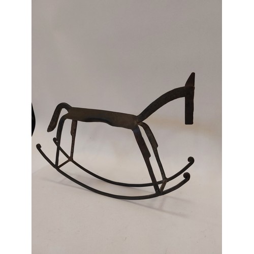 1013 - A folk art style wrought iron rocking horse