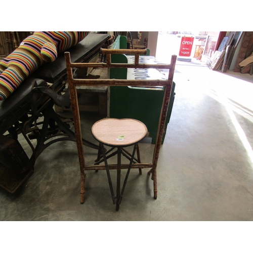 2005 - A Victorian bamboo fire screen frame and a bamboo occasional table with heart shape top