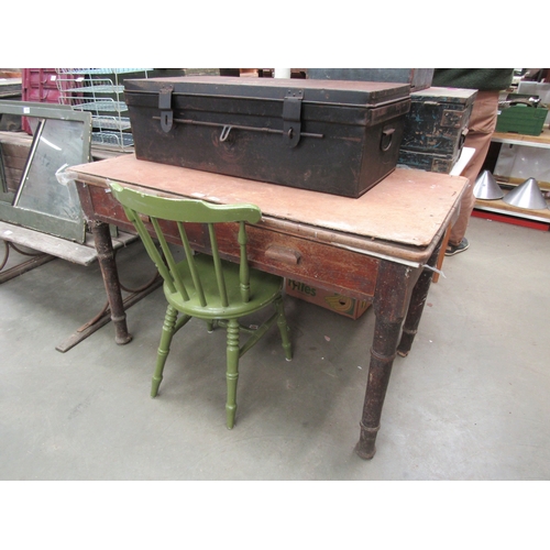 2026 - A 1930's oak two drawer table with later top added   (E)  £8-12