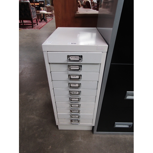 2040 - A ten drawer metal filing cabinet