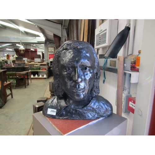 2084 - A studio pottery bust of a gent, painted black   (R)   £20