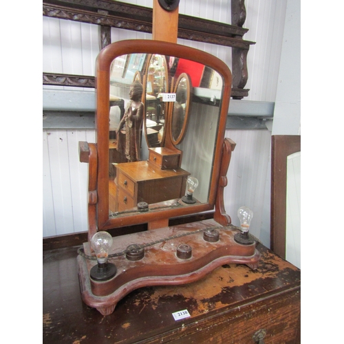 2137 - A Victorian mahogany dressing table mirror, with added Bakelite switches and twin lights