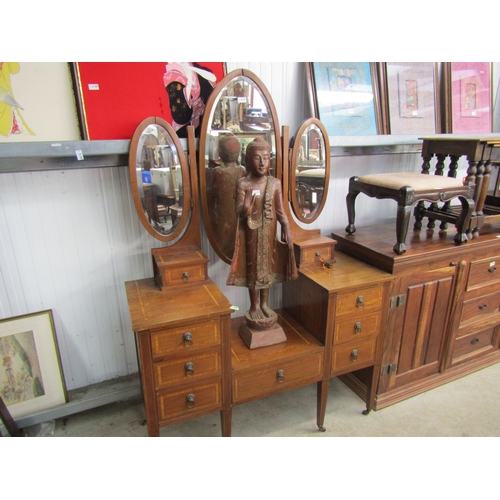 2141 - An Edwardian inlaid dressing table, two Jewellery drawers over three drawers single drawer to lower ... 