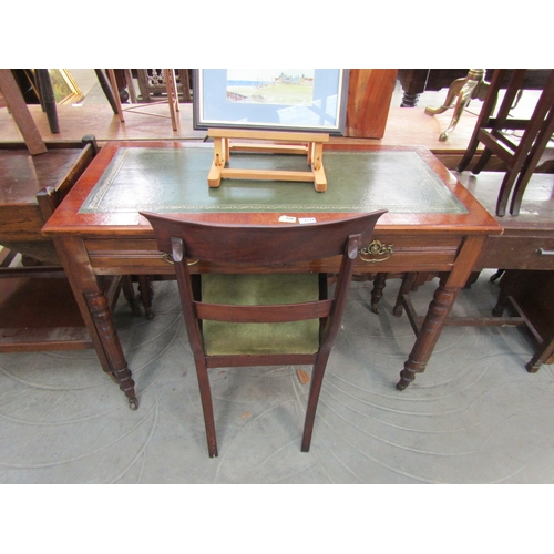 2154 - An Edwardian walnut two drawer ladies writing desk and chair