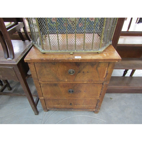 2157 - An early 19th Century Continental walnut three drawer bedside chest, a/f   (R)  £10