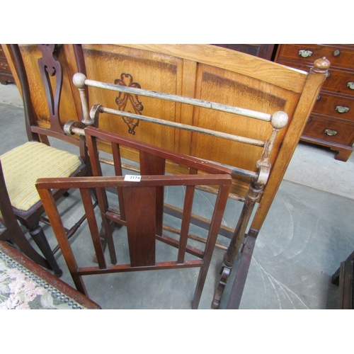 2174 - A Victorian clothes airer and a folding mahogany rail (2)