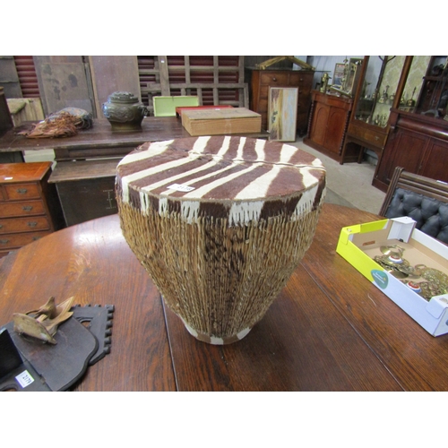 2178 - An African Zebra skin drum