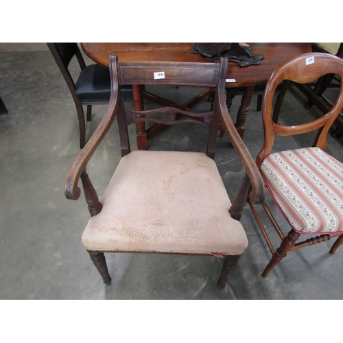 2182 - A 19th Century mahogany open armchair shaped back rail