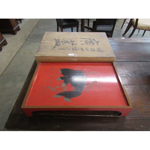 2187 - A 19th Century Japanese lacquered tray on stand in original presentation box