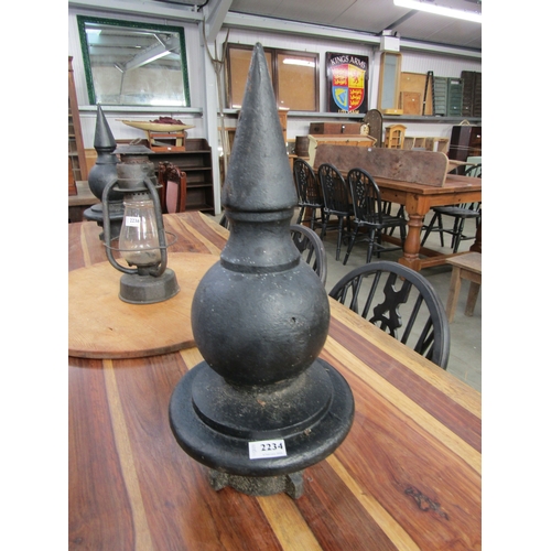 2234 - A pair of cast iron finials from a railway signal box