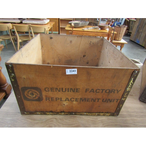 2241 - A metal banded crate with rope handles, genuine factory replacement unit