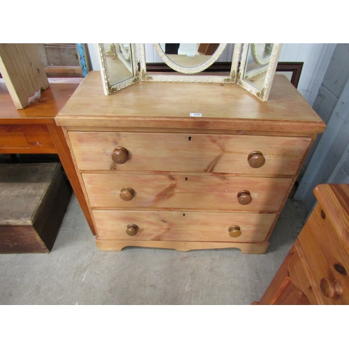 2268 - A Victorian stripped pine chest of three drawers