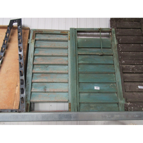 2271 - A pair of blue/green painted shutters    (R)  £10