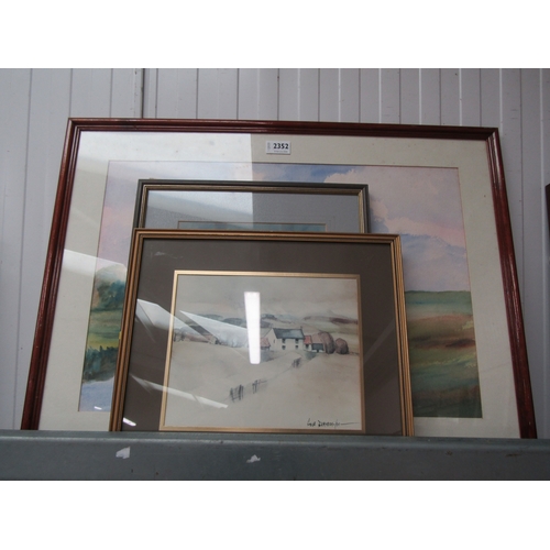 2352 - A framed and glazed water colour painting of the River Exe, Exmoor by C Gamble and a watercolour pai... 