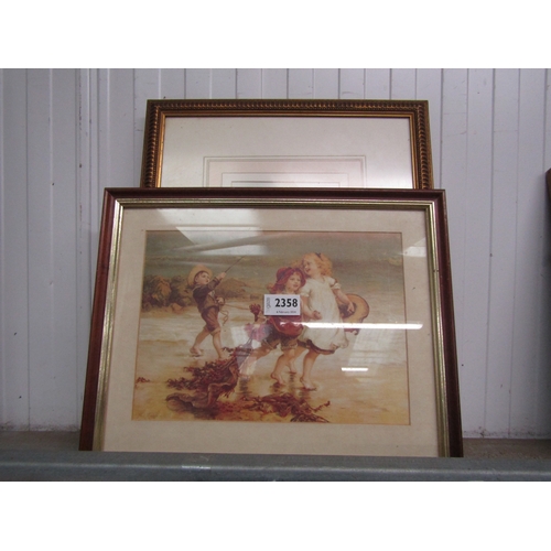 2358 - Two Russell Flint prints in ornate gilt frames and a framed Pears print