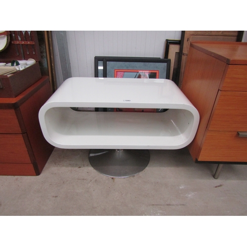 2363 - A modernist white plastic coffee table on chrome base